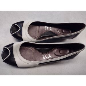 You by CROCS size 10 Dressy Peep Toe Flats Black and White